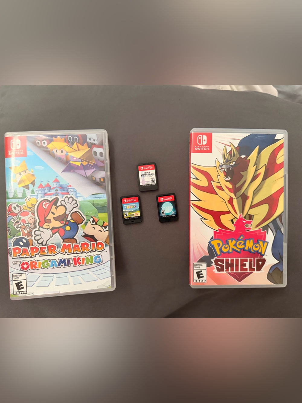 Nintendo Switch 5 Game Bundle - Smash Bros, Paper Mario, Pokémon Shield